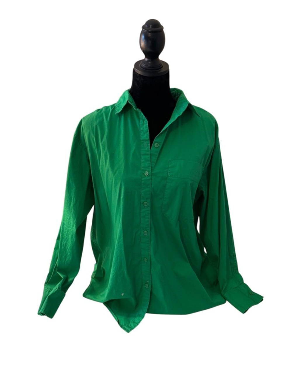 A New Day Boyfriend Cut Bright Green Button-Front Shirt